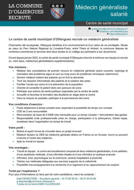 Médecin généraliste en centre de santé
