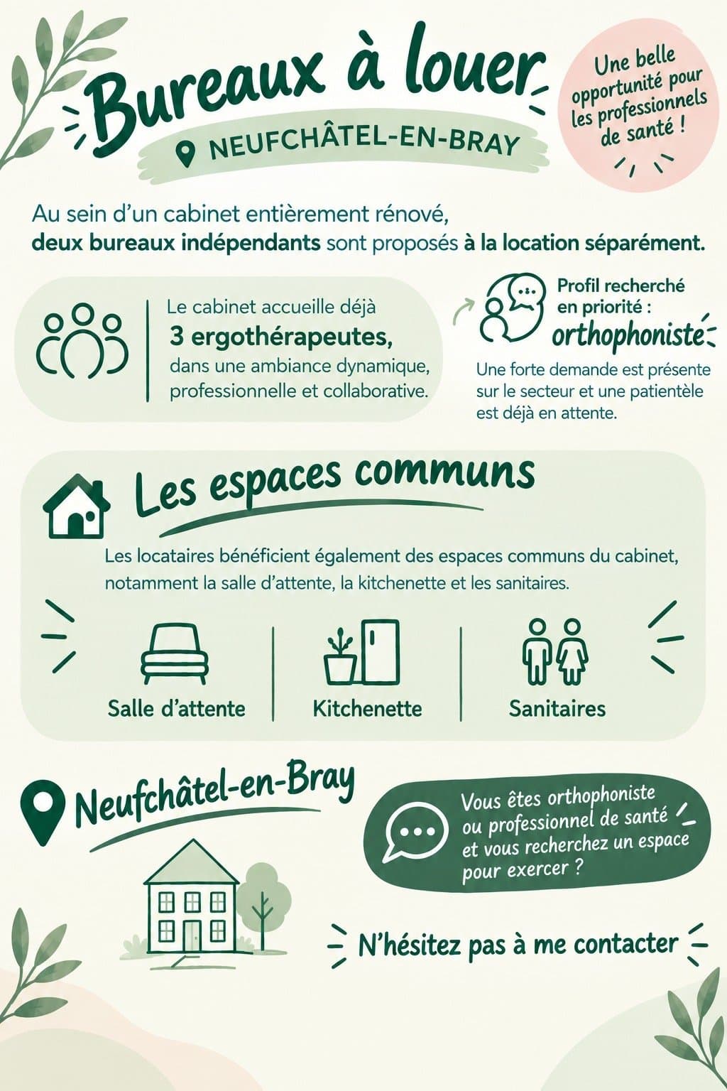 Local en maison de santé - Neufchâtel-en-Bray - 13 m²
