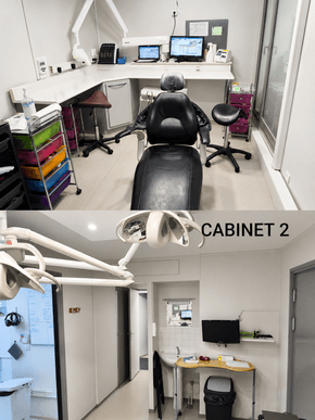 🦷 sydel · champs-sur-marne (77) – murs + fonds, 3 fauteuils · réf. 7702