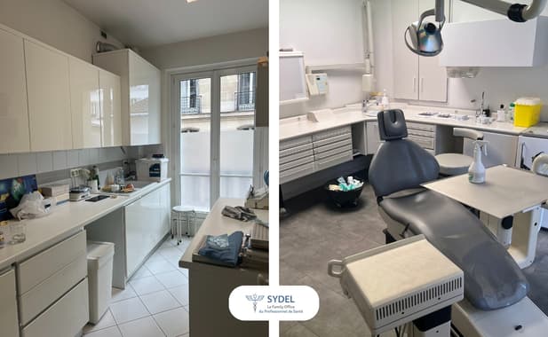 🦷 sydel · paris (75) – murs + fonds, cabinet implanto/paro, 2 fauteuils · réf. 7510