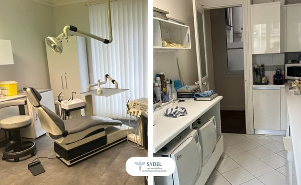 🦷 sydel · paris (75) – murs + fonds, cabinet implanto/paro, 2 fauteuils · réf. 7510