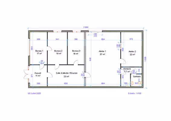 Location bâtiment indépendant 177 m²