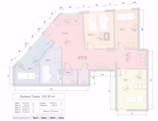 A vendre Paris 16e Triangle d'or - RdC belle surface commerciale 104 m² à réaménager