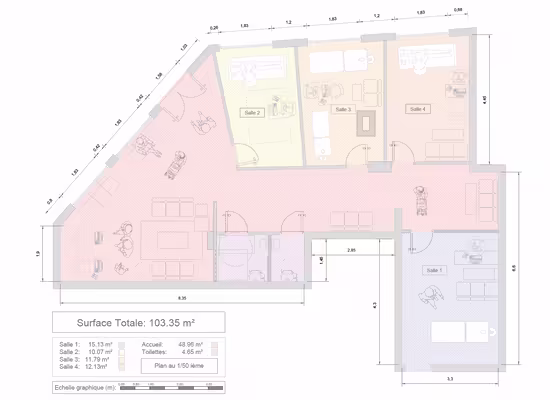 A vendre Paris 16e Triangle d'or - RdC belle surface commerciale 104 m² à réaménager