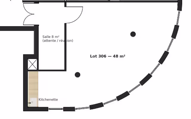 Cabinet 48 m² avec salle d'attente — dernier étage